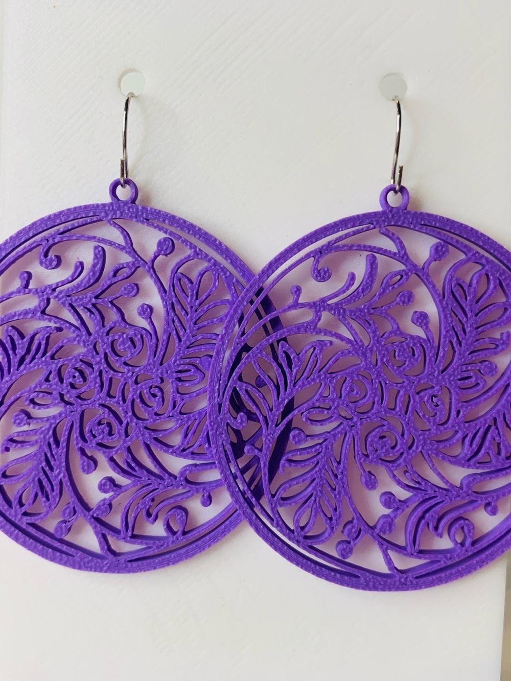 Purple Filigree Round Drop Earrings - Women Jewelry